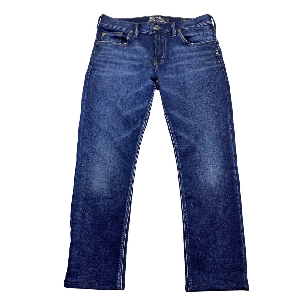 Silver Jeans Co Allan Joga Jeans Slim Dark Wash Denim Sz‎ 31 Mens Hemmed Grunge